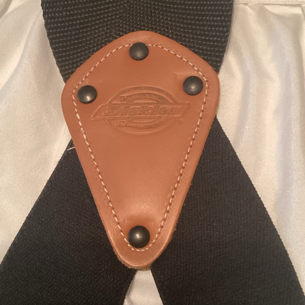 Dickies Black Strap Belt with Brown Leather Accent